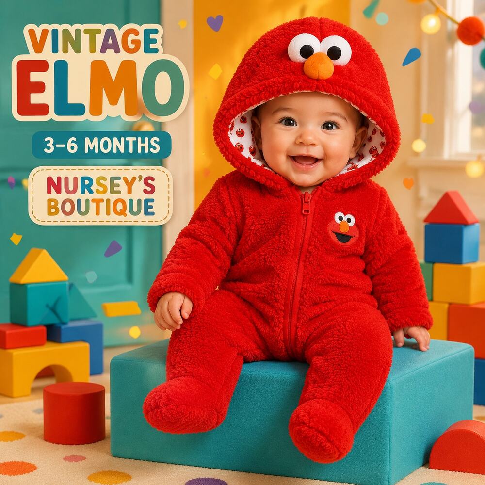 Vintage 2005 Sesame Beginnings Elmo Plush Hooded Bunting 3-6M